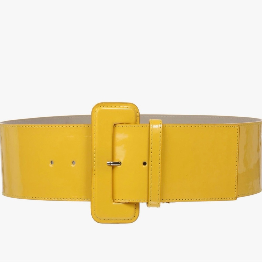 Ladies High Waist Wide Patent Fashion Plain Leather Belt